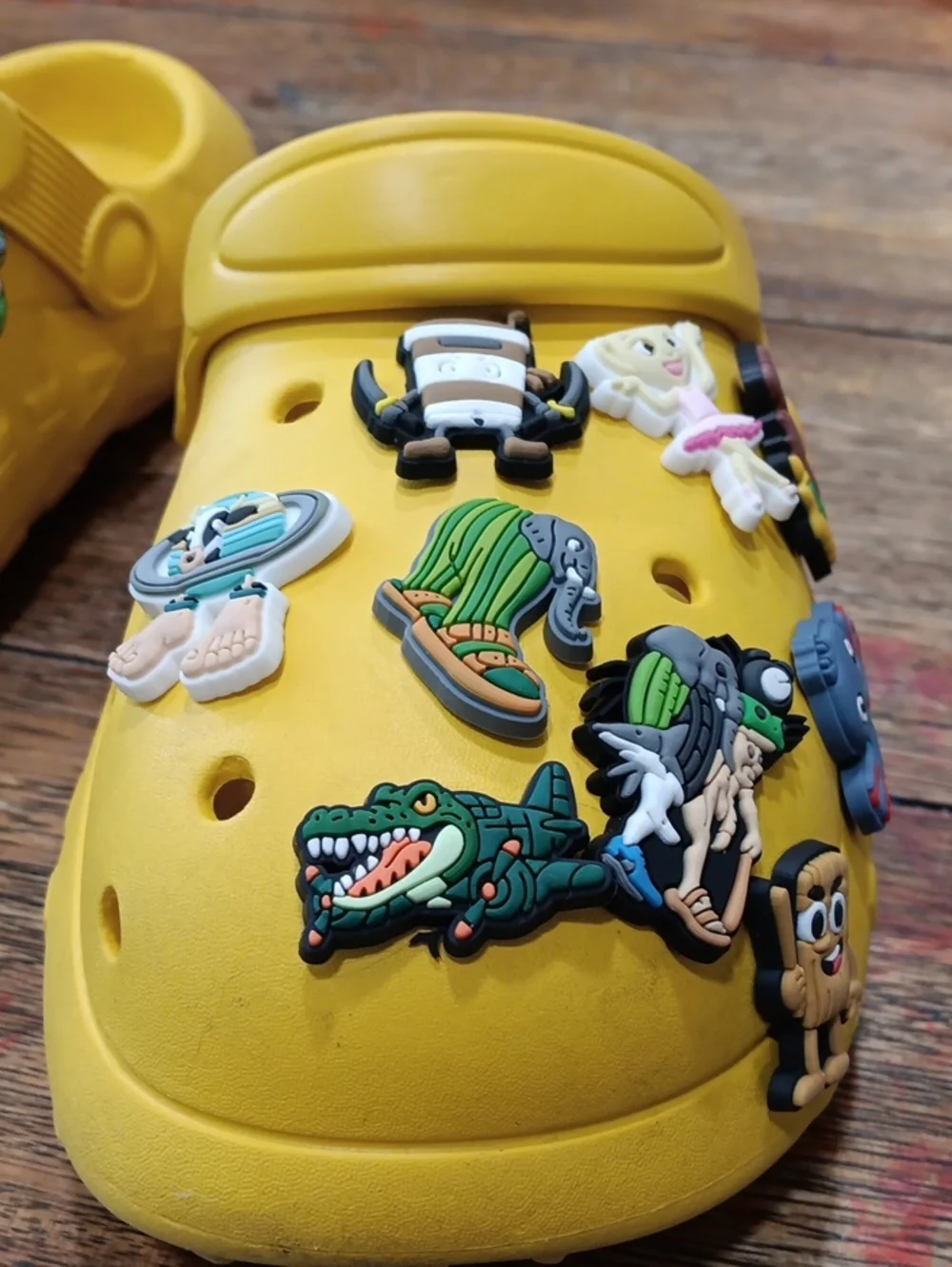 Yellow Kids Clog Shoes with Fun Charms